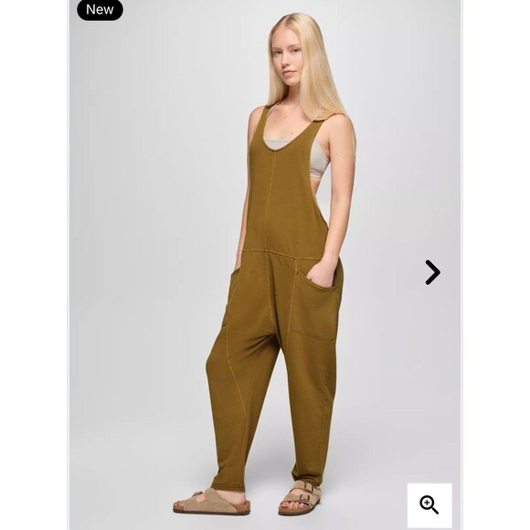 PrAna NEW XL Mindful Movement Jumpsuit Overall Romper Retro Olive Green Oversize - Picture 1 of 15